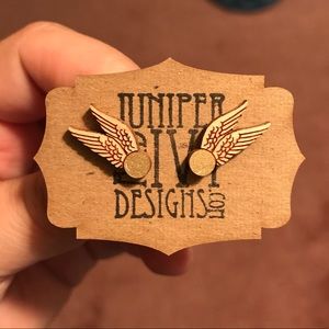 Harry Potter golden snitch wooden earrings